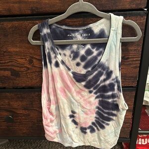 American Eagle Outfitters Tie-Dye Cropped Tank Top - Blue and Pink